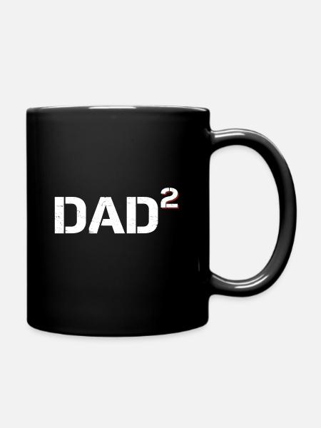 Papa - Zwei Kinder - Tasse einfarbig - Schwarz