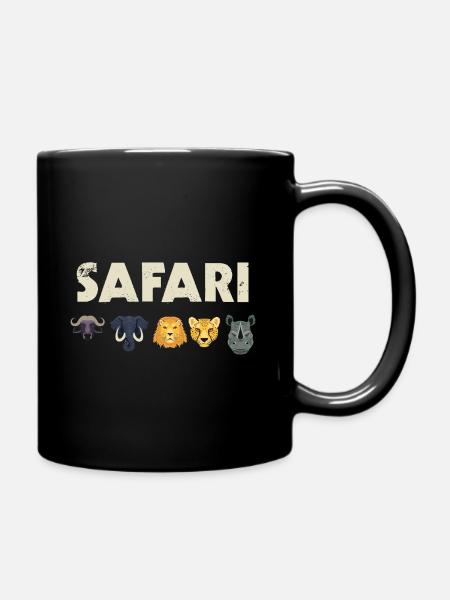 Safari Africa Wildlife Big Five Gift - Full Colour Mug - black