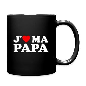 J'aime Mon Papa Cadeau Fête des Pères Coeur Rouge - Mug uni - noir - Droite