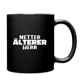 Netter Älterer Herr - Tasse einfarbig - Schwarz - Rechts
