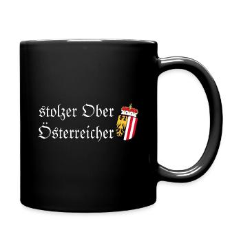 Stolzer Oberösterreicher Wappen Spruch Geschenk - Tasse einfarbig - Schwarz - Rechts