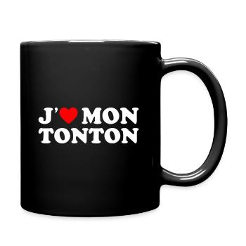 J'aime Mon Tonton Cadeau Oncle Coeur Rouge - Mug uni - noir - Droite