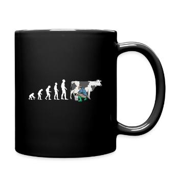 Evolution Bauer Kuh Melken - Tasse einfarbig - Schwarz - Rechts