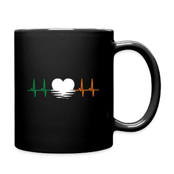 Ireland Flag Heart ECG Dublin Irish EU IRL - Full Colour Mug - black - Right