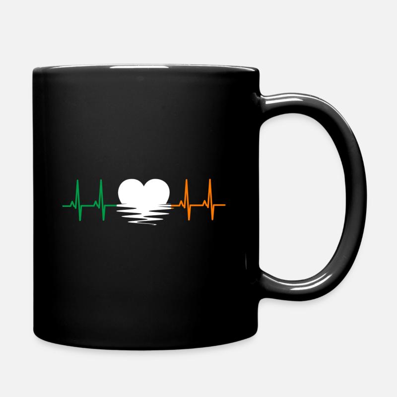 Drapeau Irlande Coeur ECG Dublin Irlandais EU UE IRL - Mug uni - noir