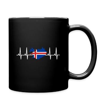 Islande drapeau battements de coeurs paysssure Pulse ECG EU - Mug uni - noir - Droite