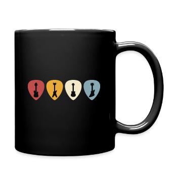 Retro Vintage Guitar Pick for Guitarist, Musicians - Full Colour Mug - black - Right