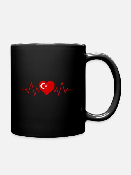Turkey Heartbeat - Full Colour Mug - black