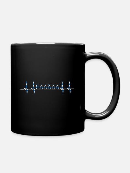 Griechenland Flagge Puls EKG Athen Kreta Kos EU - Tasse einfarbig - Schwarz