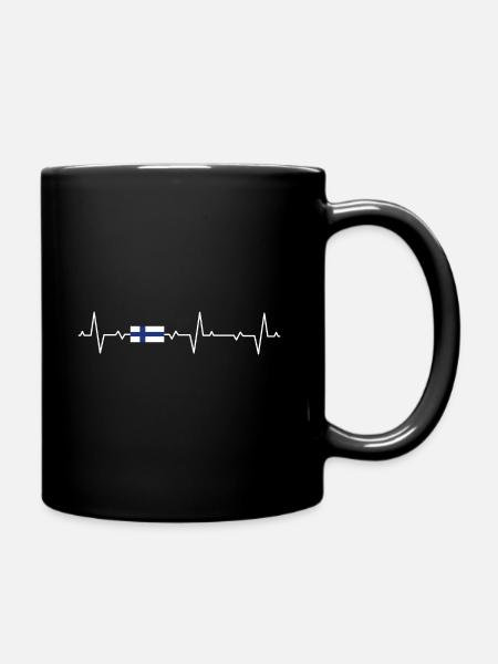Finnland Herzschlag Finnisch Finnische Finnländer - Tasse einfarbig - Schwarz
