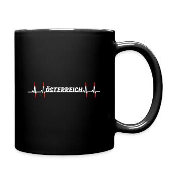 Österreich Flagge Herzschlag Heartbeat EKG Puls - Tasse einfarbig - Schwarz - Rechts