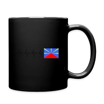 Flagge der Insel La Réunion Herzschlag - Tasse einfarbig - Schwarz - Rechts