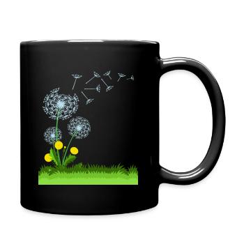 Flying Dandelion Gift Idea - Full Colour Mug - black - Right