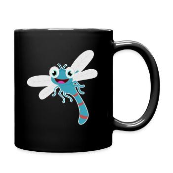 Libelle süß witzig Insekt Kawaii Comic Geschenk - Tasse einfarbig - Schwarz - Rechts