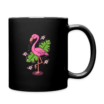Flamingo Leaves Comic Monstera Flower Gift - Full Colour Mug - black - Right