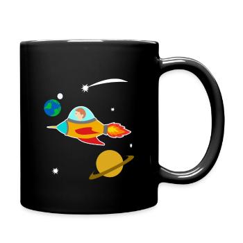 Junge Rakete Weltall Planeten Universum Geschenk - Tasse einfarbig - Schwarz - Rechts