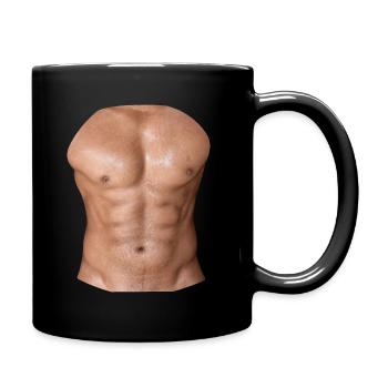 Oberkörper Bauchmuskel Sixpack nackt Geschenk - Tasse einfarbig - Schwarz - Rechts