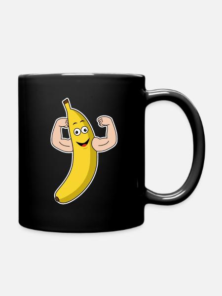 Banane Kraft Muskel Bodybuilding Bizeps Geschenk - Tasse einfarbig - Schwarz