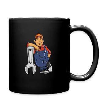 Mechanic car repair shop dungarees gift - Full Colour Mug - black - Right