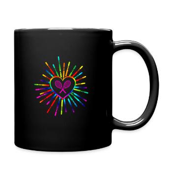 Colorful Heart Squash/Tennis Racket Gift (0159) - Full Colour Mug - black - Right