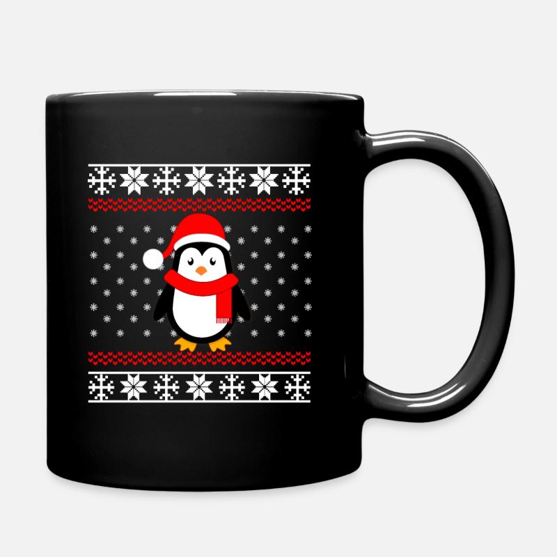 Christmas penguin Nicholas gift idea gift - Full Colour Mug - black