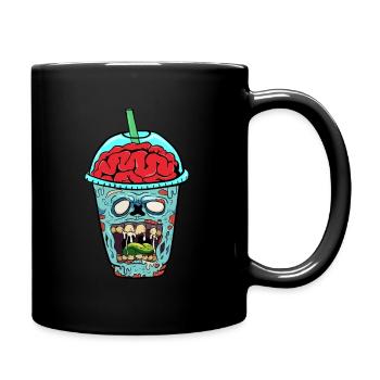 Essen Food Pizza Fastfood Brainfood Zombie Hirn - Tasse einfarbig - Schwarz - Rechts