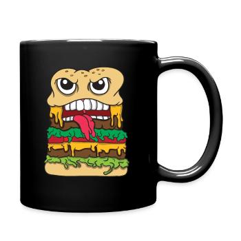 Essen Food Pizza Fastfood Brainfood Ernährung cook - Tasse einfarbig - Schwarz - Rechts