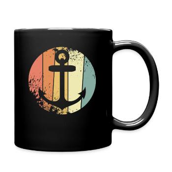 Anker Segeln retro - Tasse einfarbig - Schwarz - Rechts