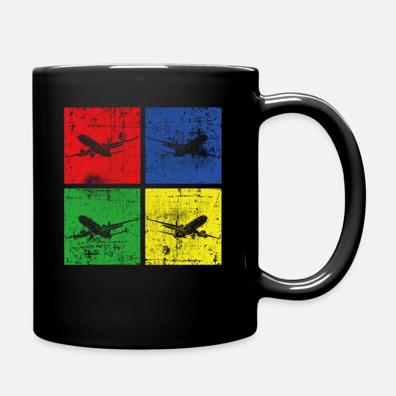 Airplane retro - Full Colour Mug - black