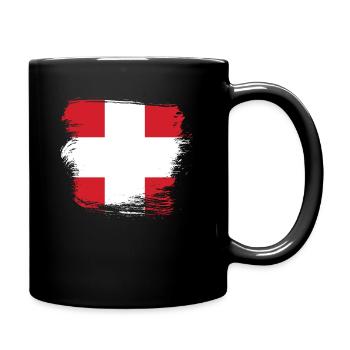 Schweizer Flagge Schweiz - Tasse einfarbig - Schwarz - Rechts