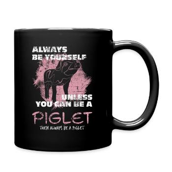 Ferkel Baby Schwein - Tasse einfarbig - Schwarz - Rechts