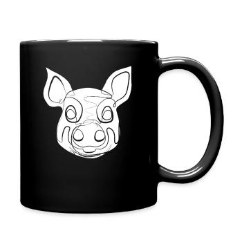 Schwein - Tasse einfarbig - Schwarz - Rechts