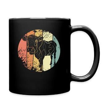 Kuh retro Bauer - Tasse einfarbig - Schwarz - Rechts
