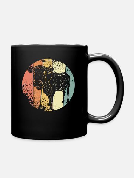 Kuh retro Bauer - Tasse einfarbig - Schwarz
