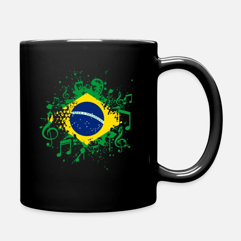 Brésil Drapeau Musique - Mug uni - noir