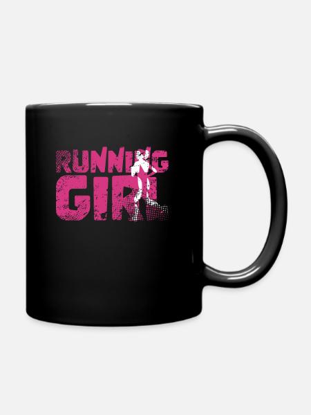 Runner running girl - Full Colour Mug - black