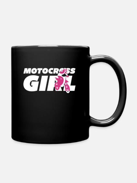 Motocross girl biker - Full Colour Mug - black