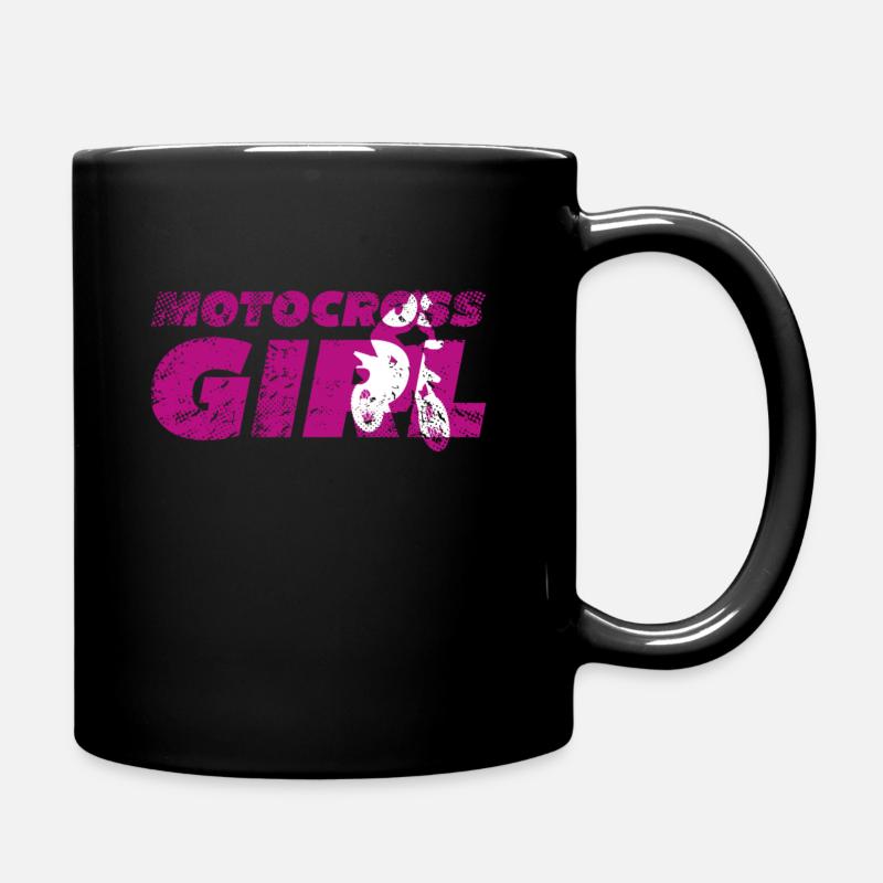Motocross Mädchen Motorrad - Tasse einfarbig - Schwarz