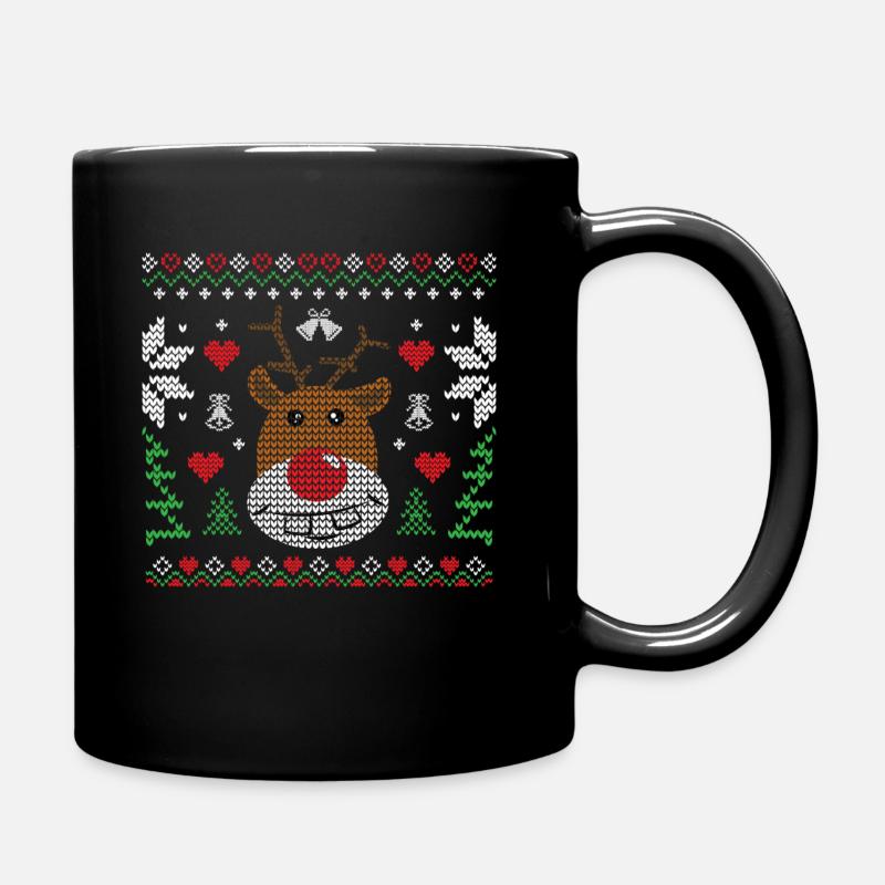 Ugly Christmas Rudolf - Tasse einfarbig - Schwarz