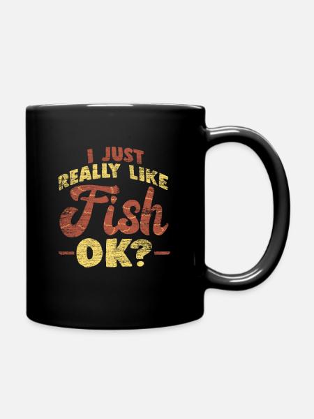Angeln Fisch - Tasse einfarbig - Schwarz
