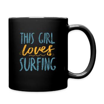 Surfergirl Surfer Mädchen - Tasse einfarbig - Schwarz - Rechts