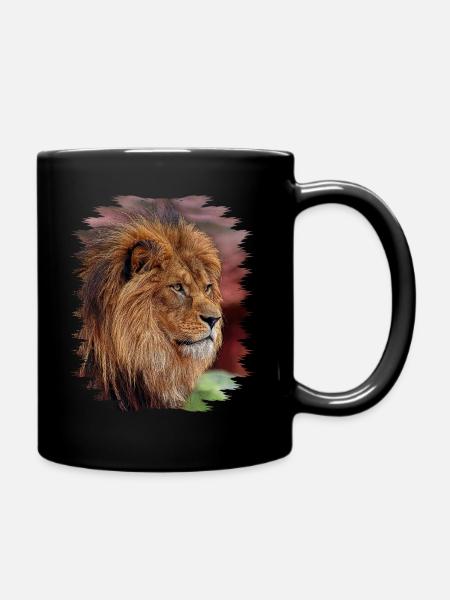 lion - Full Colour Mug - black
