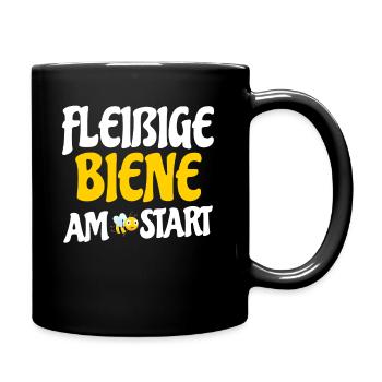 Imker, Fleissige Biene am Start, Honig, - Tasse einfarbig - Schwarz - Rechts