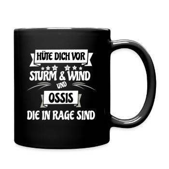 Ossis die in Rage sind, Ostdeutsch Spruch Sachse - Tasse einfarbig - Schwarz - Rechts