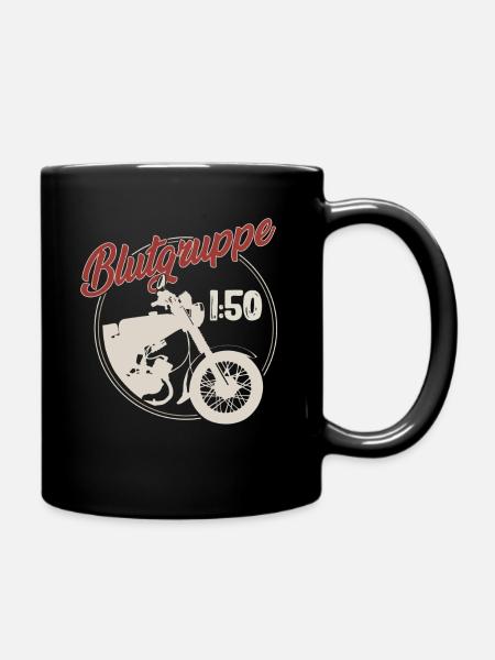 Blutgruppe 1:50 Ostalgie Moped Motorrad DDR Simmi - Tasse einfarbig - Schwarz