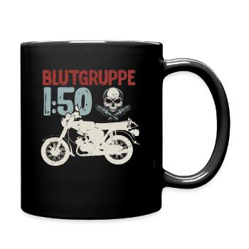 Blutgruppe 1:50 Ostalgie Moped Motorrad DDR Simmi - Tasse einfarbig - Schwarz - Rechts