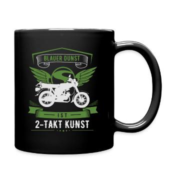 Blauer Dunst ist 2 Takt Kunst, Moped S51, Ost Mofa - Tasse einfarbig - Schwarz - Rechts