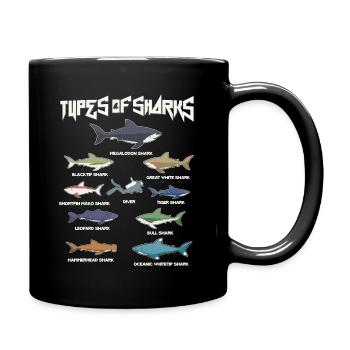 Types of sharks, Megaldon, Black Tip, Tiger Shark - Full Colour Mug - black - Right