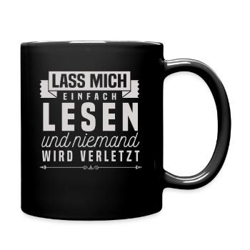Leseratten Bücherwurm Geschenk Lesen Sprüche Humor - Tasse einfarbig - Schwarz - Rechts