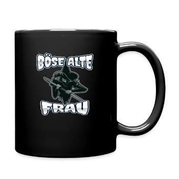 alt Totenkopf Oma Zicke Großmutter Böse alte Frau - Tasse einfarbig - Schwarz - Rechts